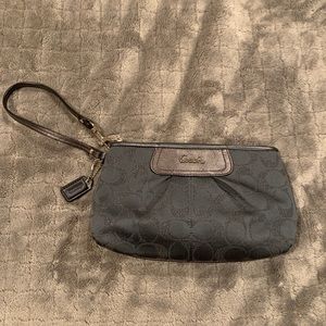 Coach Signature C Dark Grey Wristlet Wallet Bag